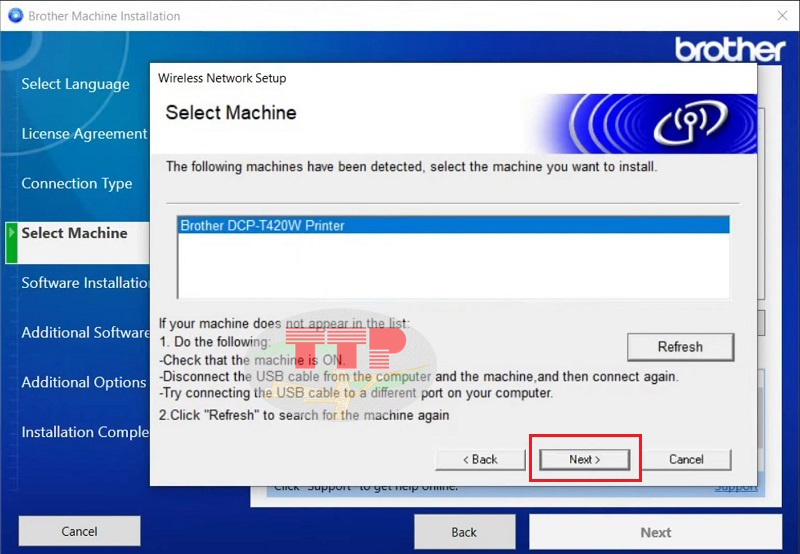 Hướng dẫn cài đặt Driver máy in Brother T420w - Bước 4