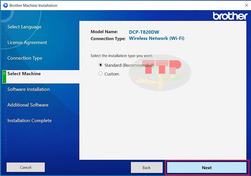 Hướng dẫn cài đặt driver máy in Brother T820dw - Bước 5