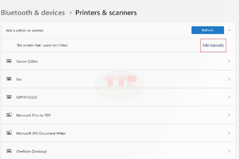 Cài đặt Driver máy in Canon LBP 122Dw bằng cách Add Printer TTP - Bước 4