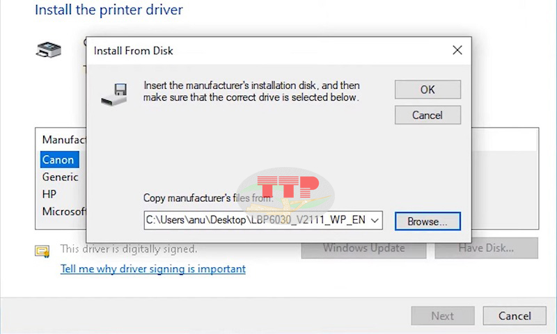 Cài đặt Driver máy in Canon LBP 6030 bằng cách add printer từ Control Panel - Bước 5