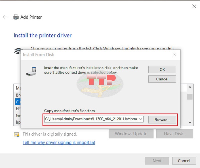 Hướng dẫn cài đặt Driver máy in Epson L1300 - Bước 5