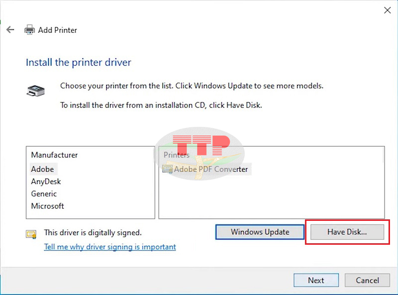 Cài đặt Driver máy in Epson L1800 bằng cách add printer từ Control Panel - Bước 5