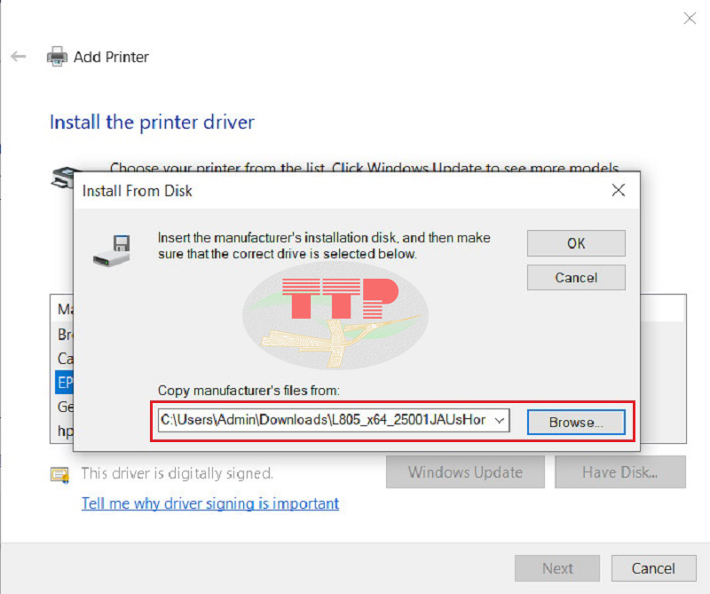 Hướng dẫn cài đặt Driver máy in Epson L805 - Bước 5