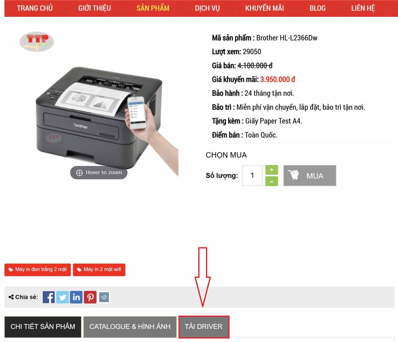 Hướng dẫn tải Driver Brother HL-L2366Dw TTP