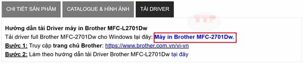 Hướng dẫn tải Driver Brother MFC-L2701Dw TTP