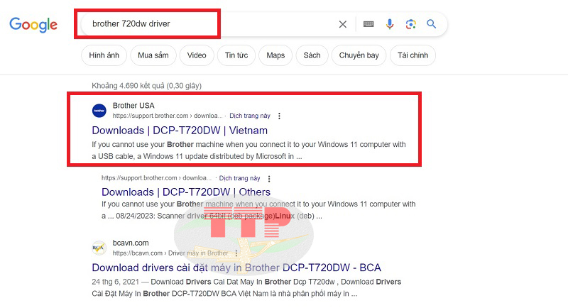 Hướng dẫn tải Driver máy in Brother 720Dw - Bước 1