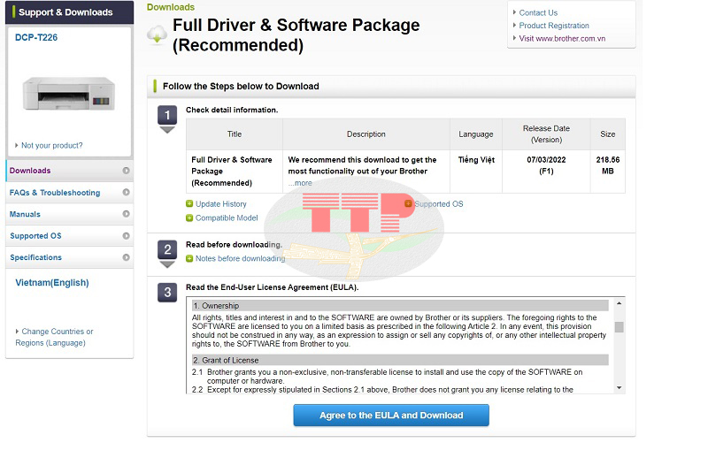 Hướng dẫn tải Driver máy in Brother T226 - Bước 4