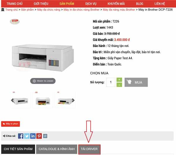 Hướng dẫn tải Driver máy in Brother DCP-T226 TTP
