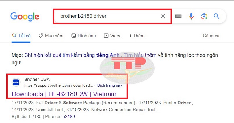 Hướng dẫn tải Driver máy in Brother HL-B2180Dw - Bước 1