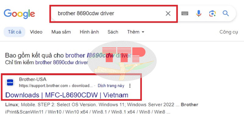 Hướng dẫn tải Driver Brother MFC-L8690Cdw - Bước 1