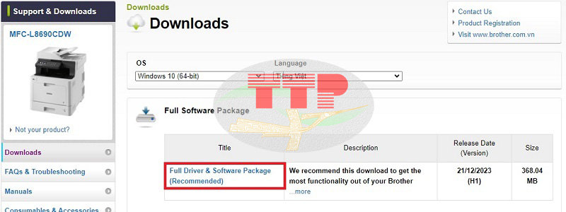 Hướng dẫn tải Driver Brother MFC-L8690Cdw - Bước 3