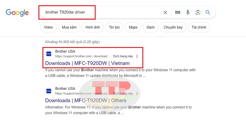 Hướng dẫn tải Driver máy in Brother T920Dw - Bước 1