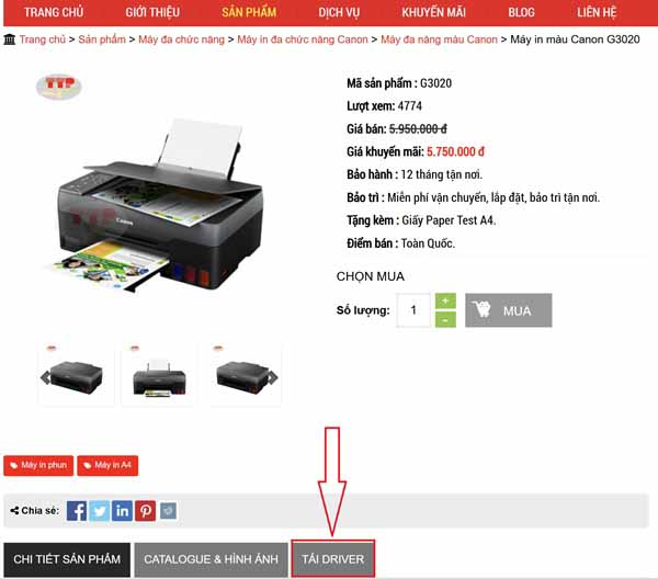 Hướng dẫn tải Driver máy in Canon G3020