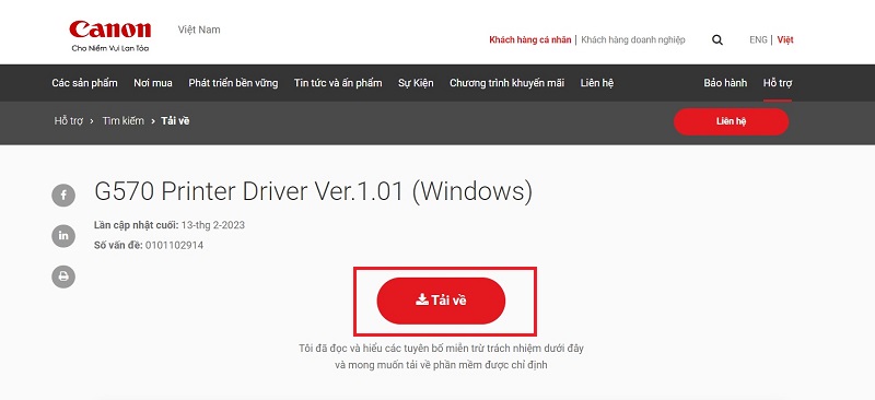Hướng dẫn tải Driver máy in Canon Pixma G570 - Bước 5