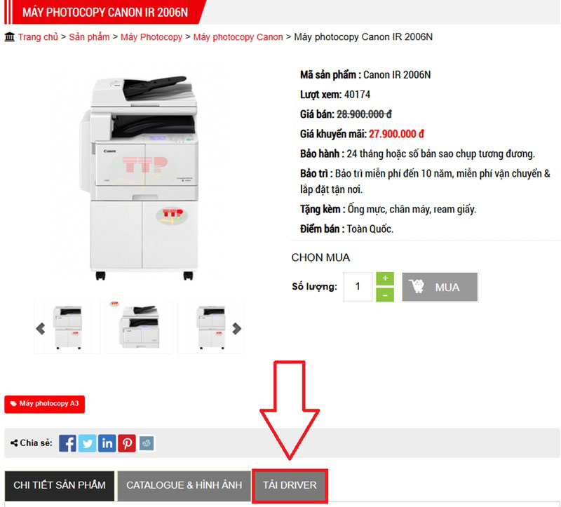 Hướng dẫn cài đặt Driver máy photocopy Canon IR 2006N TTP