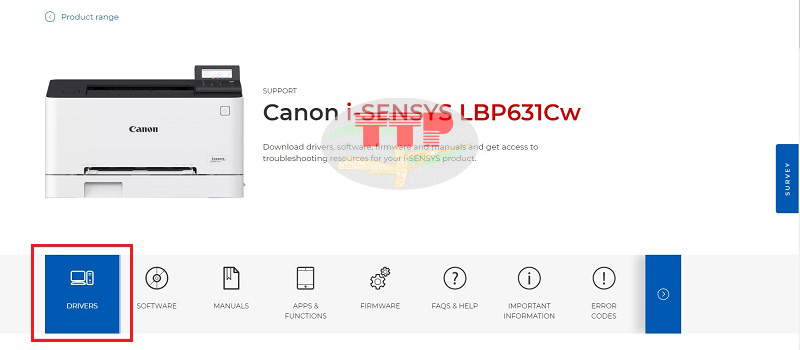 Hướng dẫn tải Driver máy in Canon LBP 631Cw - Bước 2