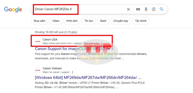 Hướng dẫn tải Driver máy in Canon MF262Dw II - Bước 1