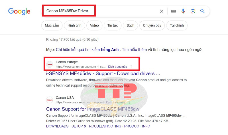 Hướng dẫn tải Driver máy in Canon MF465Dw - Bước 1