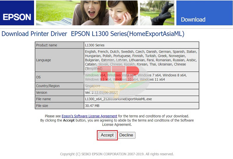 Hướng dẫn tải Driver máy in Epson L1300 - Bước 5