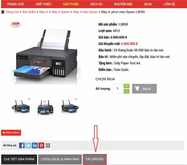 Hướng dẫn tải Driver máy in Epson L8050