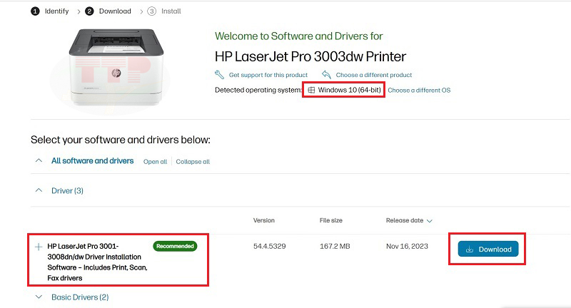 Hướng dẫn tải Driver máy in HP 3003Dw/3003Dn - Bước 4