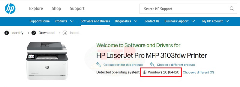 Hướng dẫn tải Driver HP 3103Fdw/ 3103Fdn - Bước 2