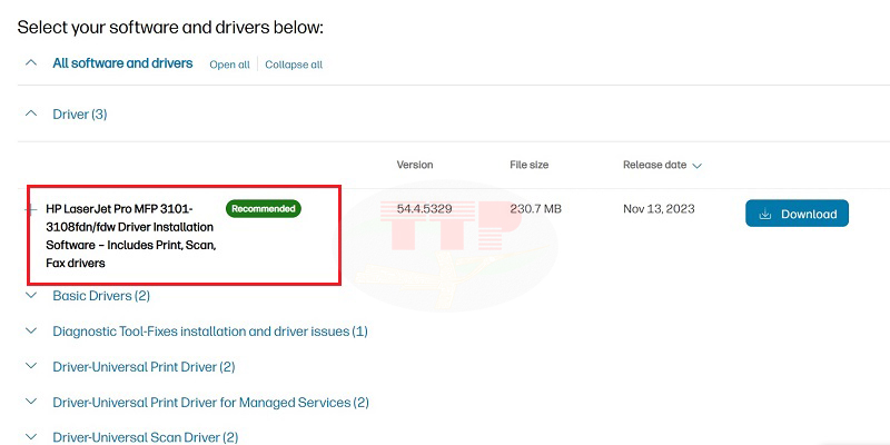 Hướng dẫn tải Driver HP 3103Fdw/ 3103Fdn - Bước 3