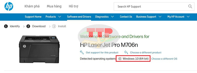 Hướng dẫn tải Driver máy in HP M706N - Bước 2