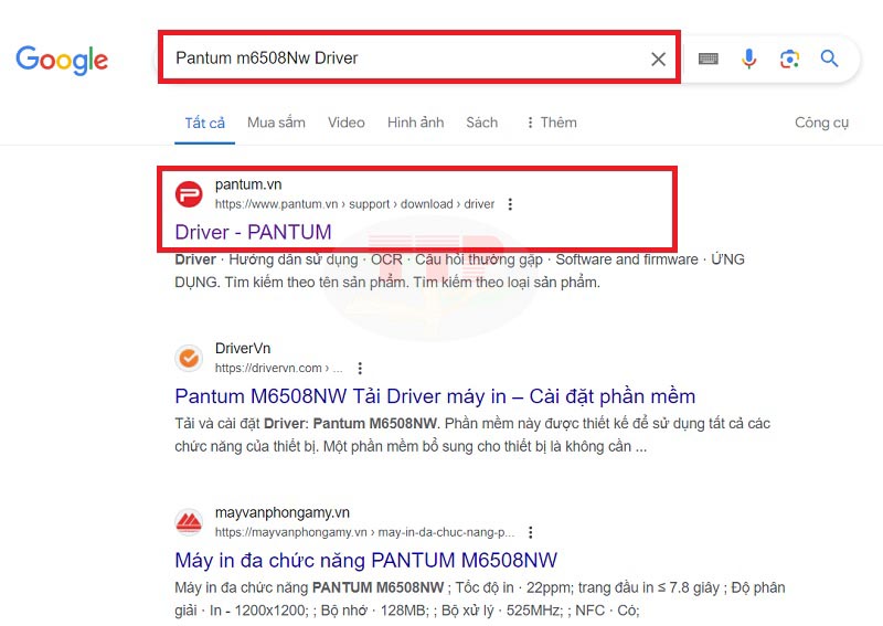 Hướng dẫn tải Driver máy in Pantum M6508Nw - Bước 1