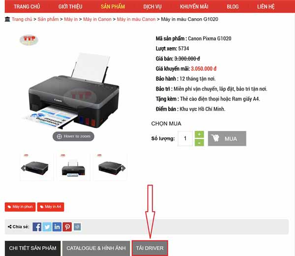 Hướng dẫn tải và cài đặt Driver máy in Canon G1020 TTP