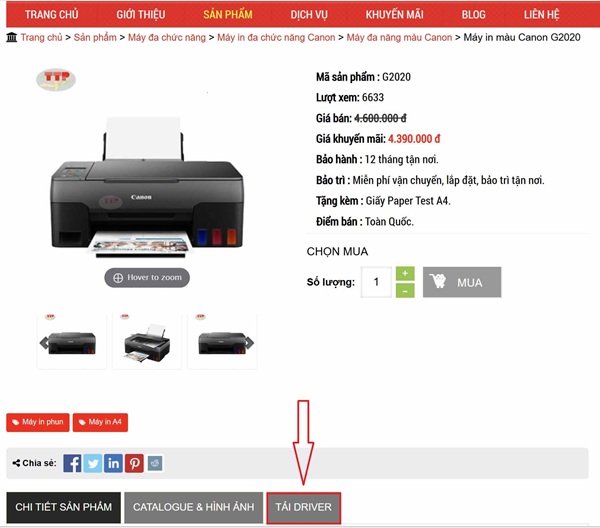Hướng dẫn tải và cài đặt Driver máy in Canon G2020 TTP