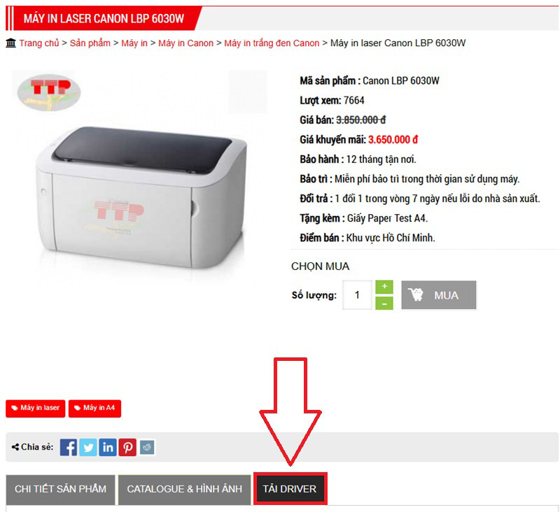  Hướng dẫn cài đặt Driver máy in Canon LBP 6030W TTP