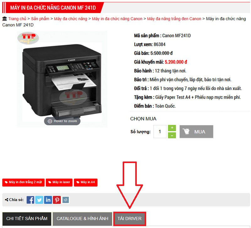 Hướng dẫn tải và cài đặt Driver máy in Canon MF241D TTP