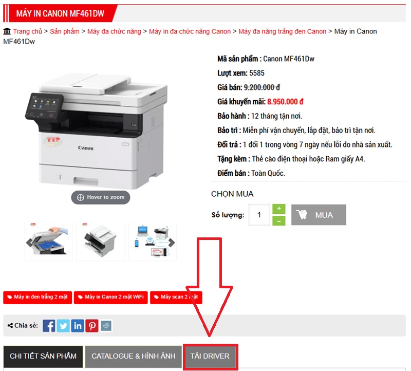  Hướng dẫn cài đặt Driver máy in Canon MF461Dw TTP