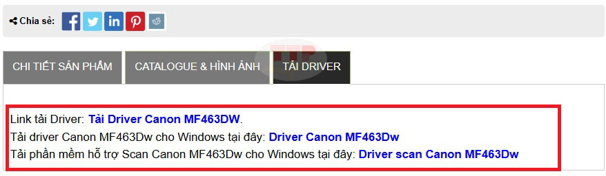  Tải Driver máy in Canon MF463Dw TTP