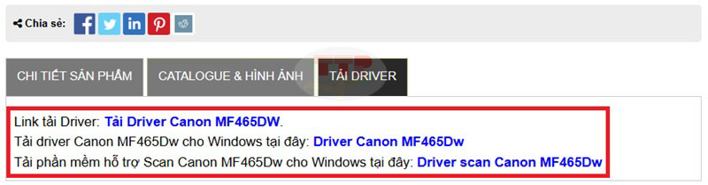  Tải Driver máy in Canon MF465Dw TTP