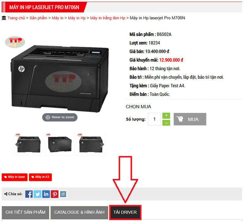 Hướng dẫn tải và cài đặt Driver máy in HP M706N TTP