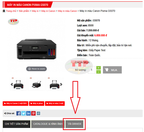 Tải Driver máy in Canon G5070 chi tiết