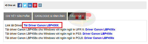 Tải Driver máy in Canon LBP458x chi tiết