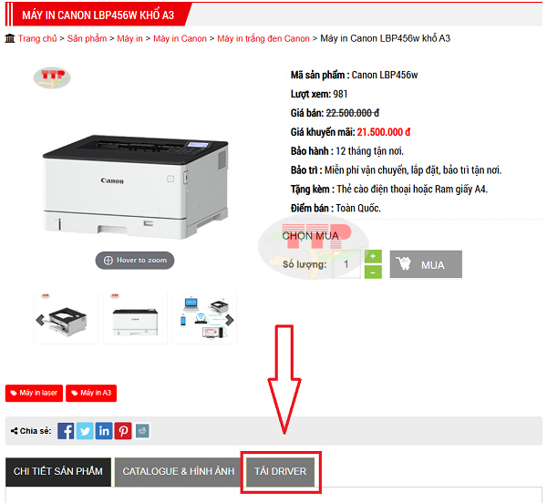 Tải Driver máy in Canon LBP456w chi tiết