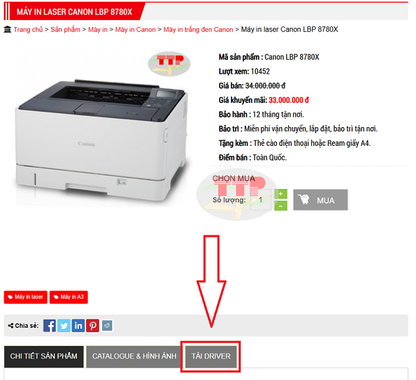 Tải Driver máy in Canon LBP8780X chi tiết