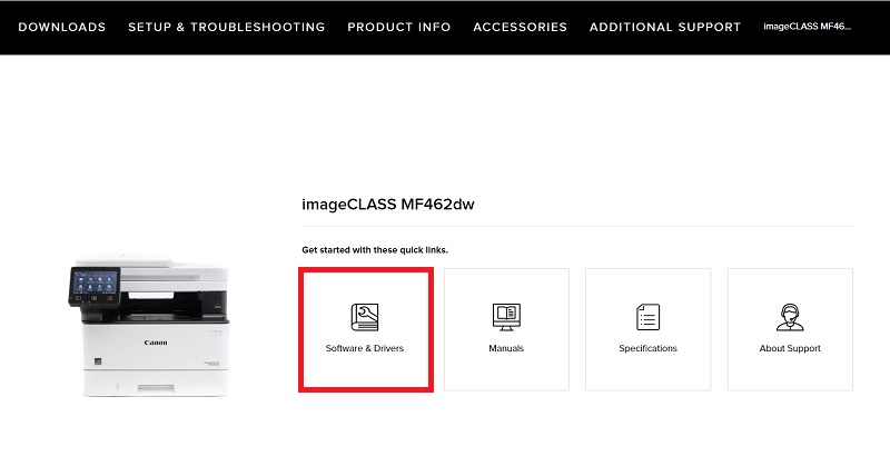 Hướng dẫn tải Driver máy in Canon MF462Dw - Bước 2