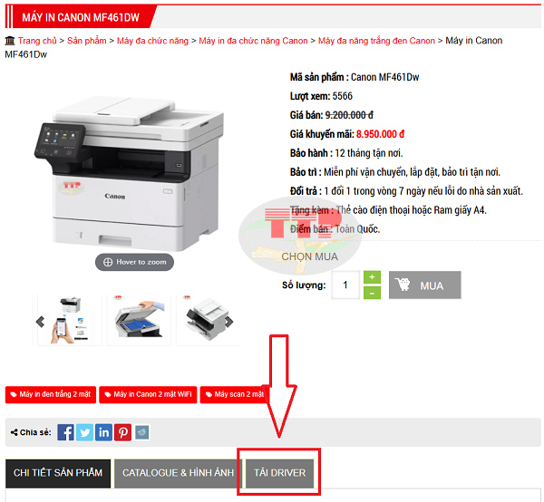 Tải Driver máy in Canon MF461Dw chi tiết