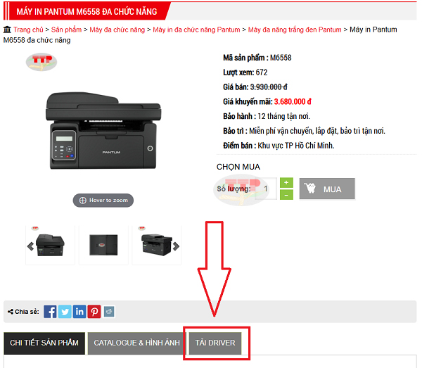 Tải Driver máy in Pantum M6558 chi tiết