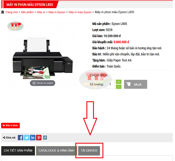 Tải Driver máy in Epson L805 chi tiết