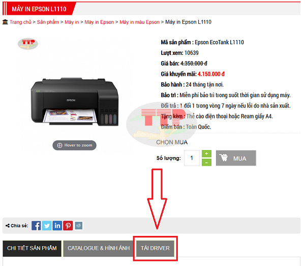 Hướng dẫn tải và cài đặt Driver Epson L1110