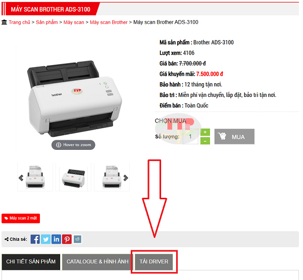 Tải và cài đặt Driver máy scan Brother ADS-3100
