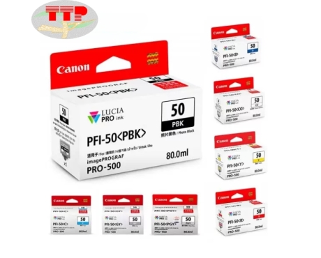 Mực máy in Canon PFI-50 C, CO, GY, M, MBK, PBK, PC, M, R, Y