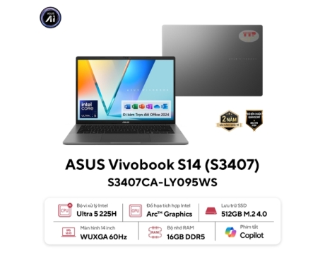 Laptop ASUS Vivobook S14 S3407CA-LY095WS Intel Ultra 5