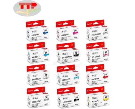 Mực máy in Canon PFI-50 C, CO, GY, M, MBK, PBK, PC, M, R, Y